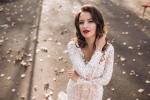 beautiful bride in an elegant dress photo