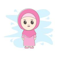 Islamic chibi with simple background vector