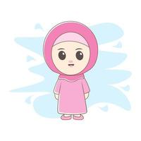 Islamic chibi with simple background vector