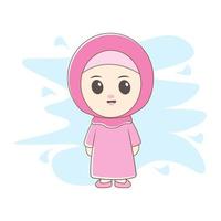 Islamic chibi with simple background vector