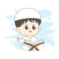 Islamic chibi with simple background vector