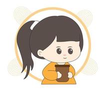 Cute chibi character with simple background vector