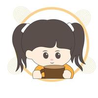 Cute chibi character with simple background vector