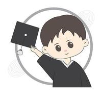 Cute chibi graduation character with simple background vector
