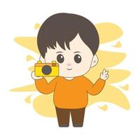 boy with his hobby with simple background vector