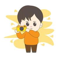 boy with his hobby with simple background vector