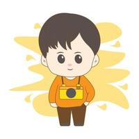 boy with his hobby with simple background vector