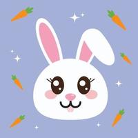 conejito Pascua de Resurrección día con Zanahoria y brillar estrella, adorable conejito vector