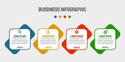 Vector business infographic design with icons and 4 options or steps. Used for presentations, workflow layout, banner, flowchart.