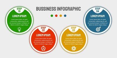 Vector business infographic design with icons and 4 options or steps. Used for presentations, workflow layout, banner, flowchart.