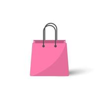 Simple flat design of pink color bag small shadow, store and shop bag for contain retail, marketing and big promotion season concept white background, 4000x4000 pixel of artboard vector