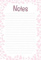 Notes list, daily planner decorated with pale pink terrazzo pattern and trendy lettering. Vector illustration