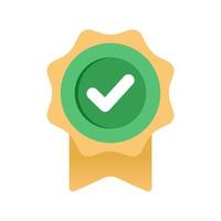 Flat  illustration of badge or medal with check mark vector