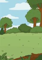 Vector illustration of cartoon summer glade landscape