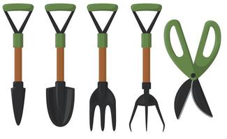 Set of small gardening tools vector flat.