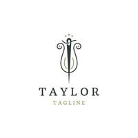 Tailor logo luxury needle design template flat vector