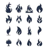 plano fuego silueta vector ilustración fuego icono conjunto