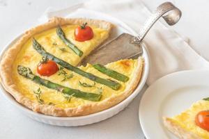 Open pie with asparagus photo