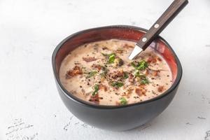 Bowl of clam chowder photo