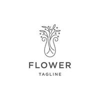 Flower line logo icon design template flat vector