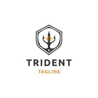 tridente proteger logo icono diseño modelo plano vector