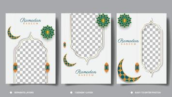 conjunto de islámico póster diseño para Ramadán kareem eid mubarak, eid al fitr, eid al adha, muharam islámico nuevo año, etc. vector