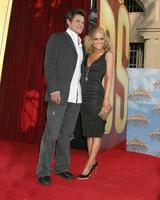 Jessica Simpson and Nick Lacheyarriving  at the MTV Movie Awards at the Shrine Auditorium Los Angeles CAJune 4 20052005 photo