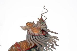 Stucco dragon is a Chinese sculpture and is a mythical creature that is popularly built in Chinese temples and shrines. It is a delicate art created by skilled craftsmen. photo