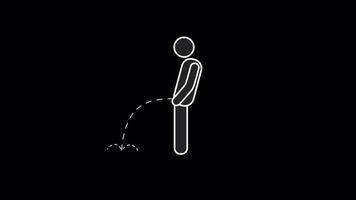 Man peeing sign.Toilet for man animated with alpha channel.WC icons concept video