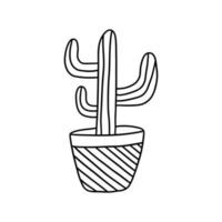 Cactus in a pot. Vector doodle plant