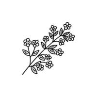 Blooming spring twig with leaves doodle vector