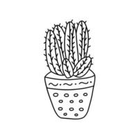 Cactus in a pot. Vector doodle plant icon