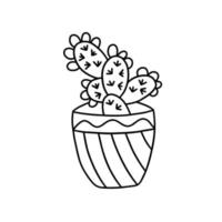Adorable in a pot. Vector doodle plant