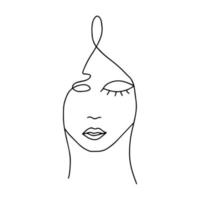 Abstract linear woman face. Vector doodle art