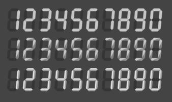 Digital Number italic sets, three version of digital number, Vector Illustration