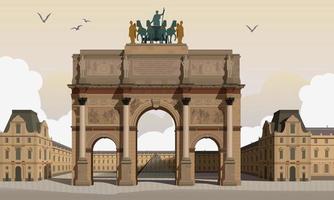 Small Arc de Triomphe at Place Carrousel, Paris. Vector. vector