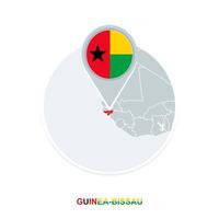 Guinea-Bissau map and flag, vector map icon with highlighted Guinea-Bissau