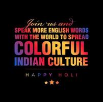 Happy Holi greetings with join us massage. vector