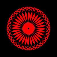 An abstract red intricated round vector mandala.