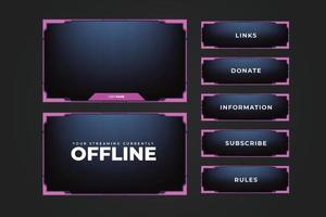 Online screen interface and gaming border decoration for girl gamers. Futuristic game screen panel on a dark background. Broadcast streaming frame border template vector for display decoration.