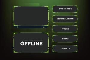 vídeo monitor y transmisión marco decoración con verde y oscuro colores. moderno transmitir pantalla cubrir vector para En Vivo jugadores futurista juego de azar pantalla interfaz y monitor frontera vector.