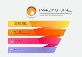 INFfunnel marketing infographic 4 steps and icon of digital marketing conceptO funnel DATA vector