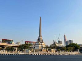 Bangkok, Thailand-February 24, 2023-Victory monument on blue sky background. photo