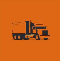 Delivery vans. Commercial truck express delivery service. Truck vector illustration, orange background