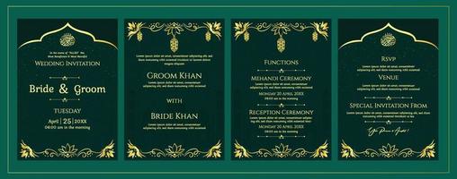 Islamic wedding card invitation template vector