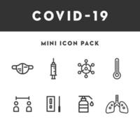 Covid19 free mini lineal icon pack. Set of 8 covid19 lineal icons, vaccine, social distancing, hand sanitizer. Covid19 icons for infographics, poster, education, health, covid19 prevention free icons.