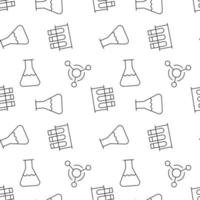 Seamless vector repeating pattern of laboratory bulbs and chemical compounds. It can be used for web sites, apps, clothes, covers, banners etc