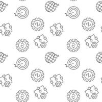 Vector seamless pattern of target, programming, algorithm, coding on white background. It can be used for printing on various surfaces