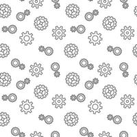 Vector seamless pattern of various gears, cogwheels, symbols of setting on white background. It can be used for printing on various surfaces
