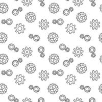 Vector seamless pattern of various gears, cogwheels, symbols of setting on white background. It can be used for printing on various surfaces